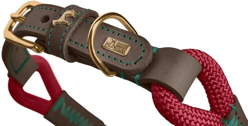 Halsband Malia - Hondenhalsband - 65 cm Donkerbruin L von Hunter in Wijnrood – Produktfoto