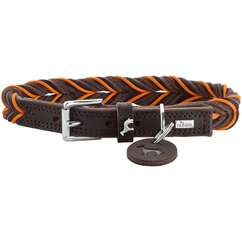 Halsband Solid Education Cord 55 cm by Hunter in Dunkelbraun, Regular – product photo