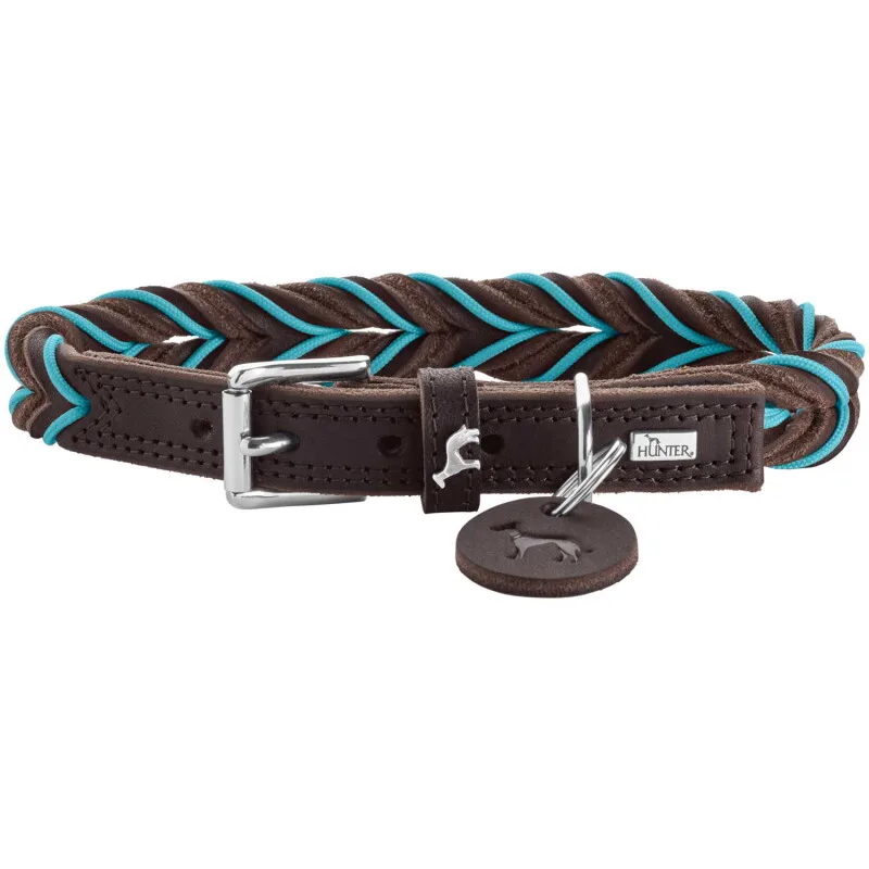 Halsband Solid Education Cord blau/ türkis/ braun 45 cm by Hunter in Blue, Turquoise, Brown, Regular – product photo
