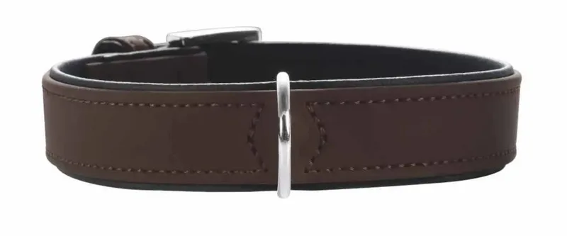 halsband voor hond softie kunstleder nubuck look bruin / zwart 32-40 cmx28 mm von Hunter – Produktfoto