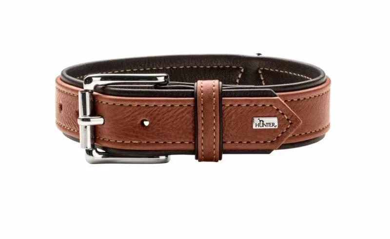 Hondenhalsband Canadian Up / Zwart Maat 45 de Hunter en Cognac – photo produit