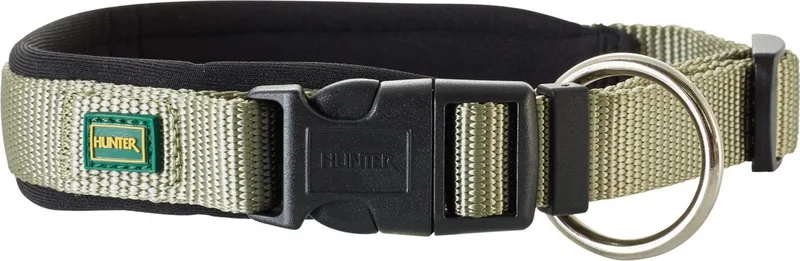 Klikhalsband Neopreen Vario Plus Olijfgroen&Zwart - Hondenhalsband - L 50-55x2.5 Cm de Hunter en Olijfgroen – photo produit