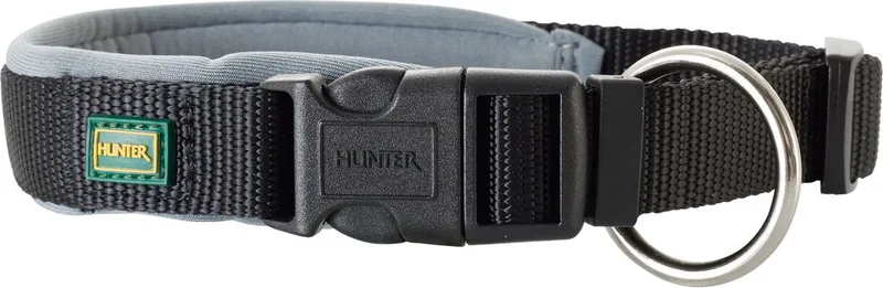 Klikhalsband Neopreen Vario Plus Zwart&Grijs - Hondenhalsband - M-L 45-50x2.5 Cm fra Hunter i Grå – produktbillede