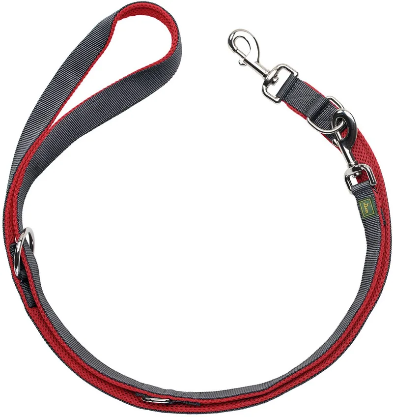Looplijn Maldon Up Rood&Grijs - Hondenriem - 200x2 cm de Hunter en Rouge – photo produit