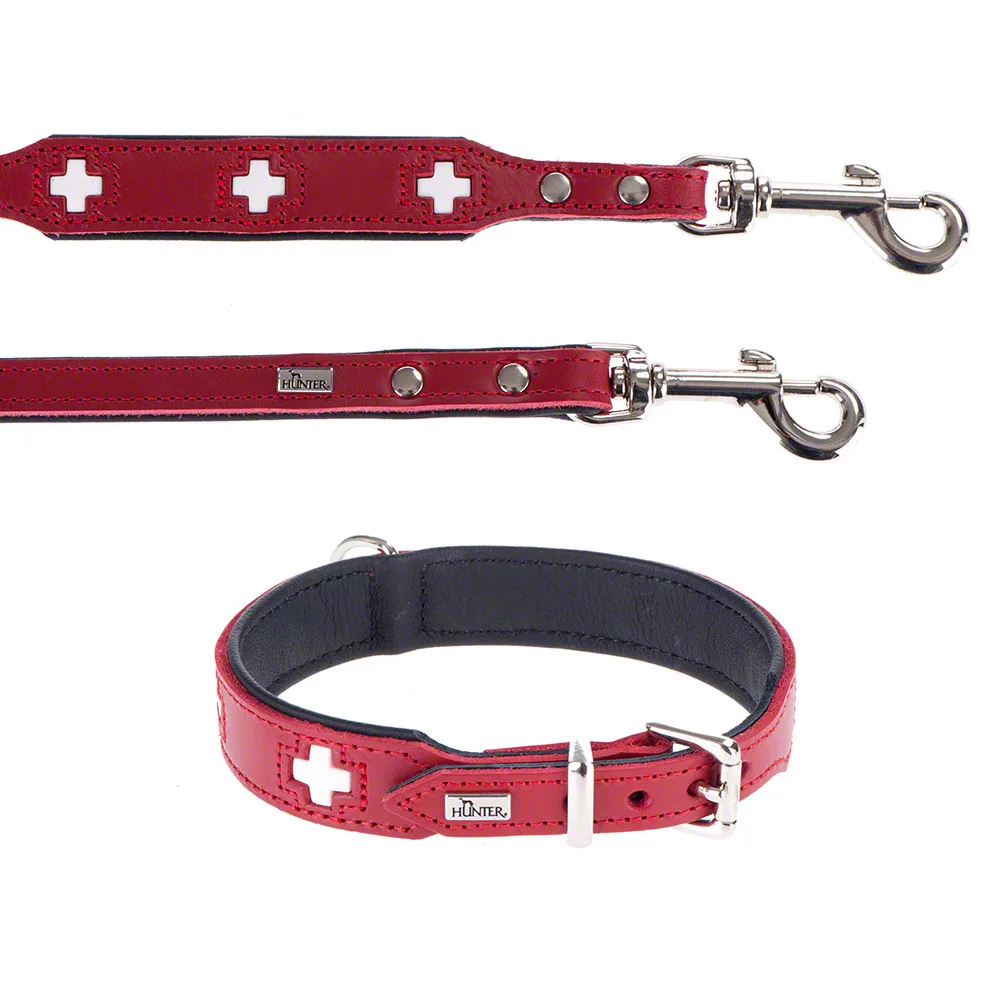 Set: Halsband Swiss maat 55 + Hondenriem Swiss 2 m lang 1,8 cm breed by Hunter – product photo