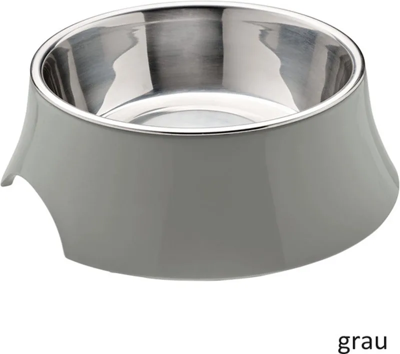 stijlvolle melamine hondenvoerbak Atlanta met RVS voerbak kleur de Hunter en Gris – photo produit