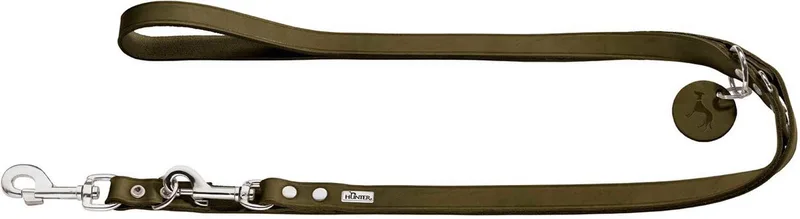 Verstelbare Looplijn Leder - Hondenriem - 200x1.3 cm by Hunter in Olijfgroen – product photo