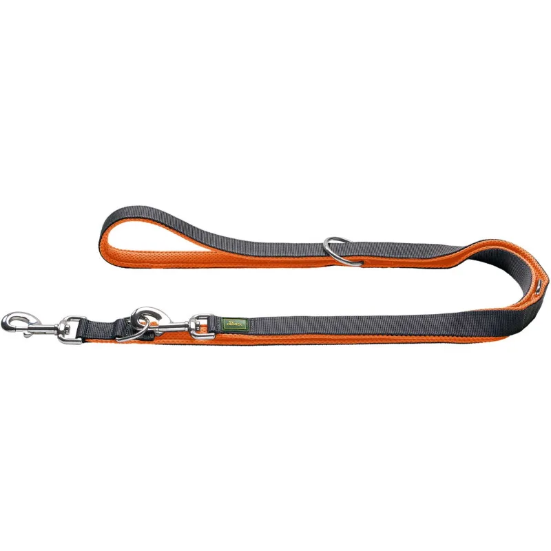 Verstellbare Führleine Maldon orange/ grau 1,5 cm fra Hunter i Orange, Grå, Regular – produktbillede