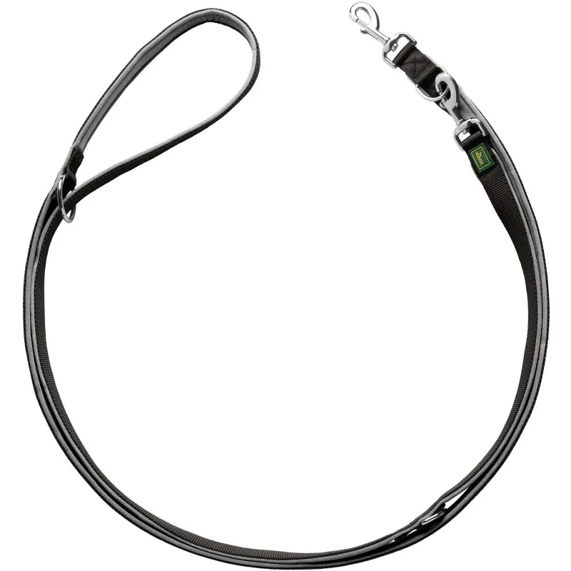 Verstellbare Führleine Neopren schwarz/ grau 2,5 cm, 3 m von Hunter in Schwarz, Grau, Regular – Produktfoto