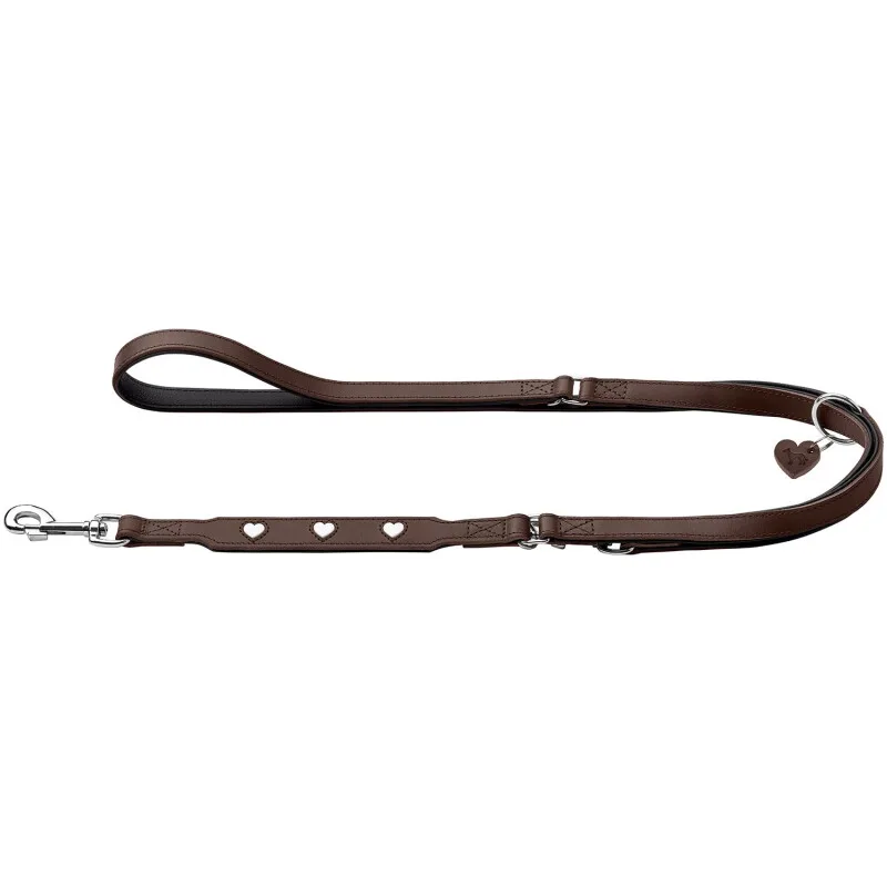 verstellbare Hundeführleine love braun 1,8 cm von Hunter in Regular – Produktfoto
