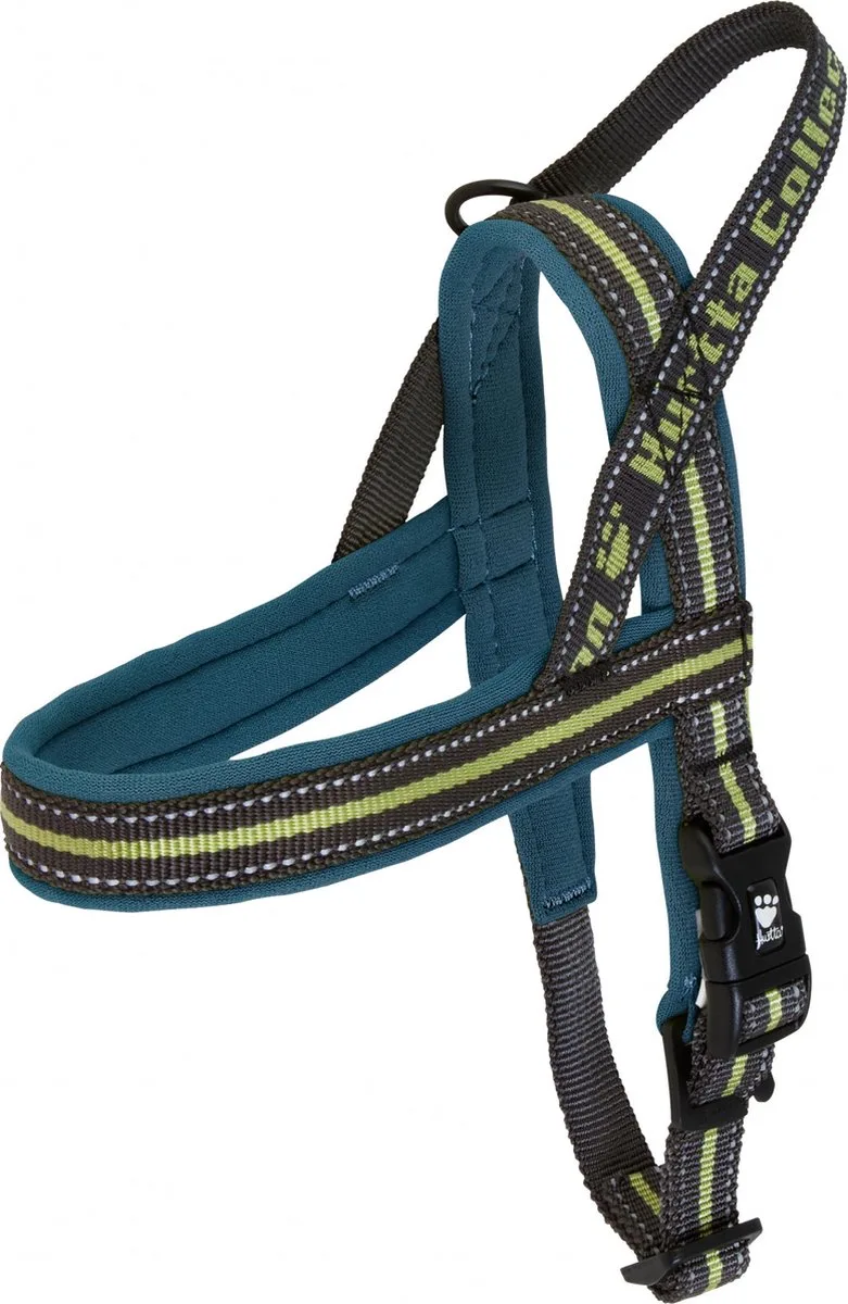 Padded Harnas / Hondentuigje - Nylon - Neopreen voering - Juniper - Borstomtrek 80 - 100 cm by Hurtta in Blue, Groen) – product photo