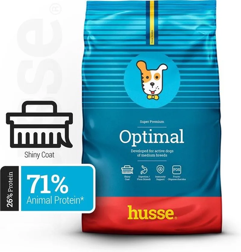 Optimal - Hondenvoer voor actieve honden, Hondenbrokken, Droogvoer, Hondenvoeding - Hondenvoer - 2 x 12 kg von Husse – Produktfoto