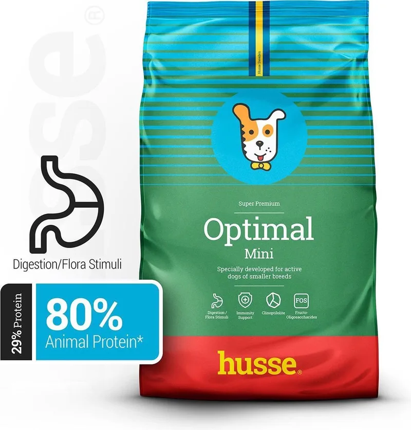 Optimal Mini - Hondenvoer Droog, Hondenbrokken, Droogvoer, Hondenvoeding - 3 x 7 kg by Husse – product photo