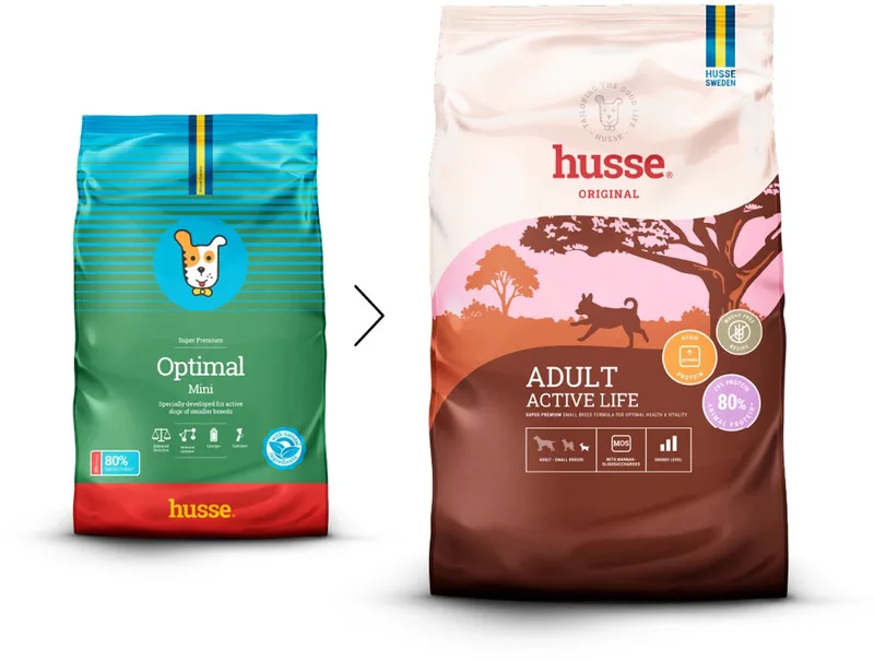 Optimal Mini - Hondenvoer Droog, Hondenbrokken, Droogvoer, Hondenvoeding - 5 x 100g Proefpakket by Husse – product photo