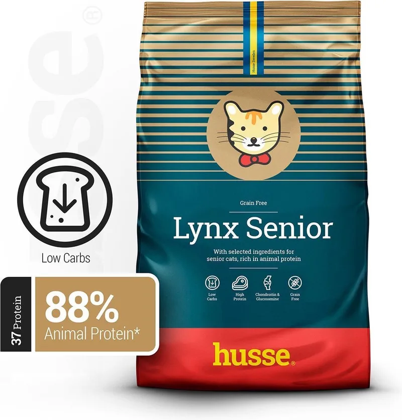 Opus Lynx Senior - Graanvrij Kattenvoer, Graanvrije Kattenbrokken, Kattenvoeding Droogvoer - 2 x 7 kg by Husse – product photo