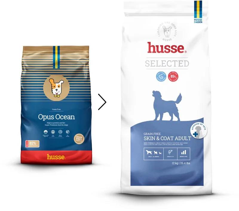 Opus Ocean - Graanvrij Hondenvoer, Hondenbrokken zonder Granen, Glutenvrij Droogvoer Hond - Met Zalm & Aardappel - 2 x 12 kg von Husse – Produktfoto