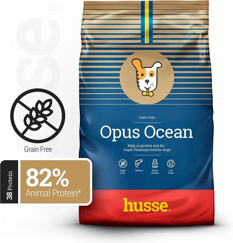 Opus Ocean - Graanvrij Hondenvoer, Hondenbrokken zonder Granen, Glutenvrij Droogvoer Hond - Met Zalm & Aardappel - 5 x 100g Proefpakket de Husse – photo produit