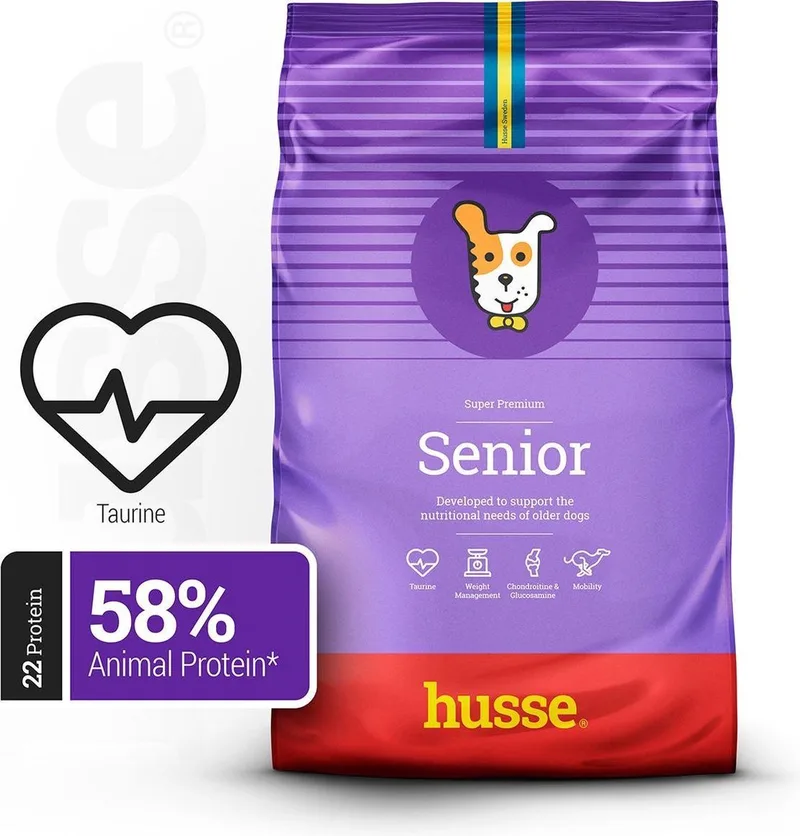 Senior - Hondenvoer Droog, Hondenbrokken, Droogvoer, Hondenvoeding - 100% Natuurlijk - 2 x 12 kg by Husse – product photo