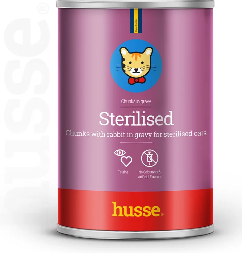 Sterilised - Kattenvoer Natvoer, Kattenvoeding Nat - Gesteriliseerde / Gecastreerde Katten - Konijn - 12 x 415g de Husse – photo produit