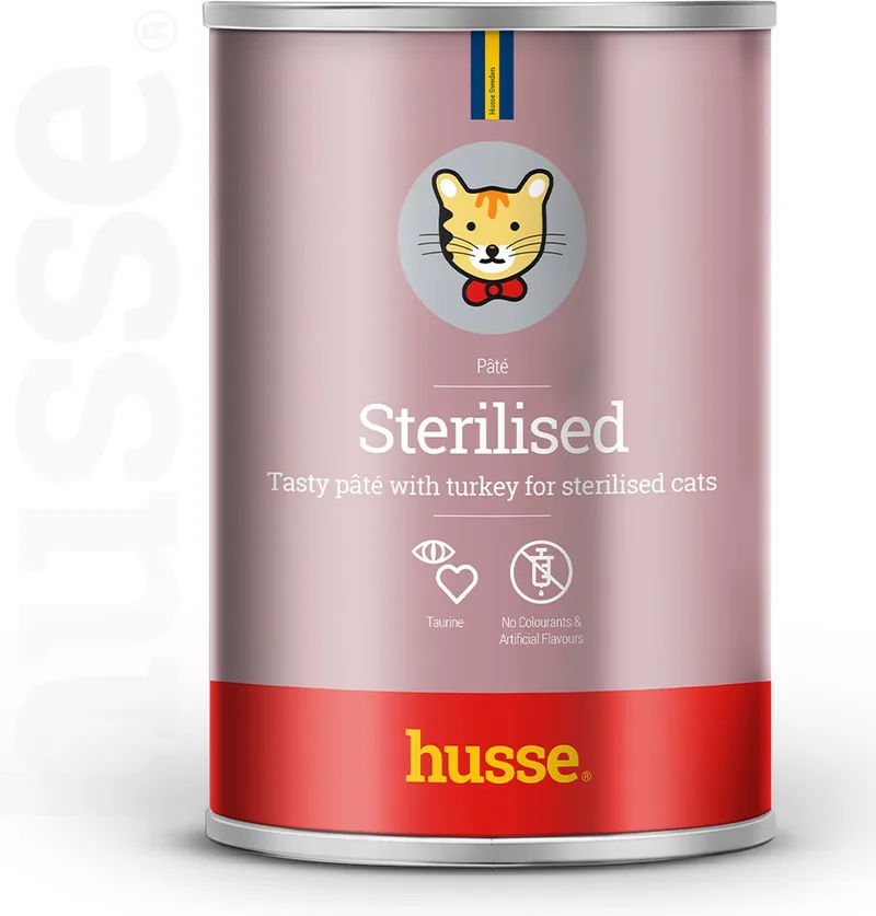 Sterilised Paté - Kattenvoer Natvoer, Kattenvoeding Nat - Gesteriliseerde / Gecastreerde Katten - Kalkoen - 12 x 400g von Husse – Produktfoto