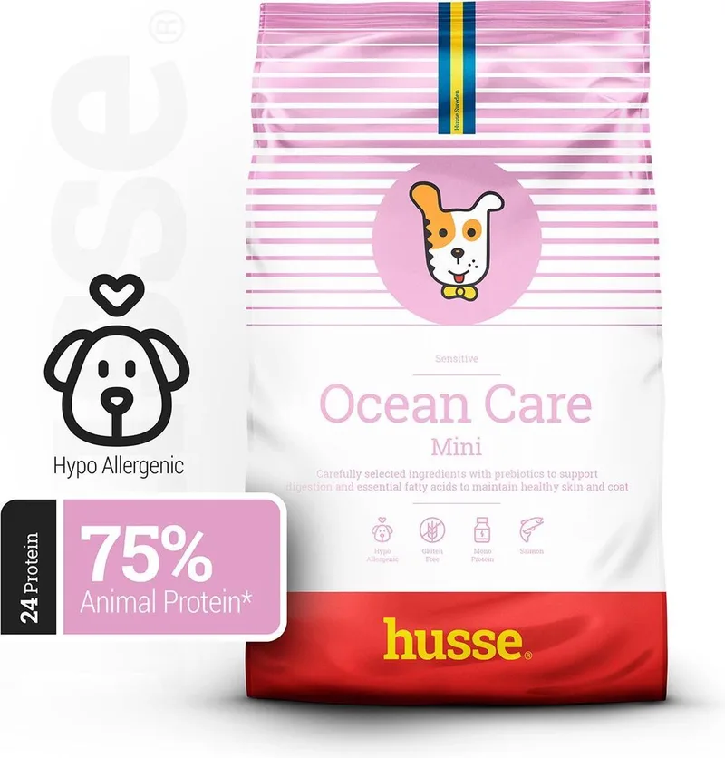 Zalm en Rijst Mini - Hypoallergeen Hondenvoer, Hondenvoeding Droog, Hondenbrokken Hypoallergenic - 2 kg by Husse – product photo