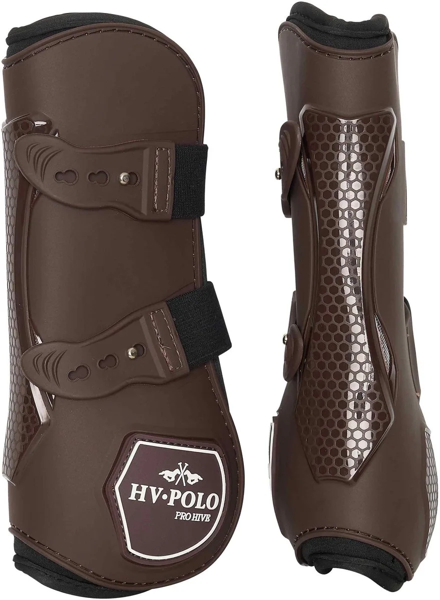 Open achterbeenbeschermers voor paard HV Polo Pro Movement de HV Polo en Marron – photo produit