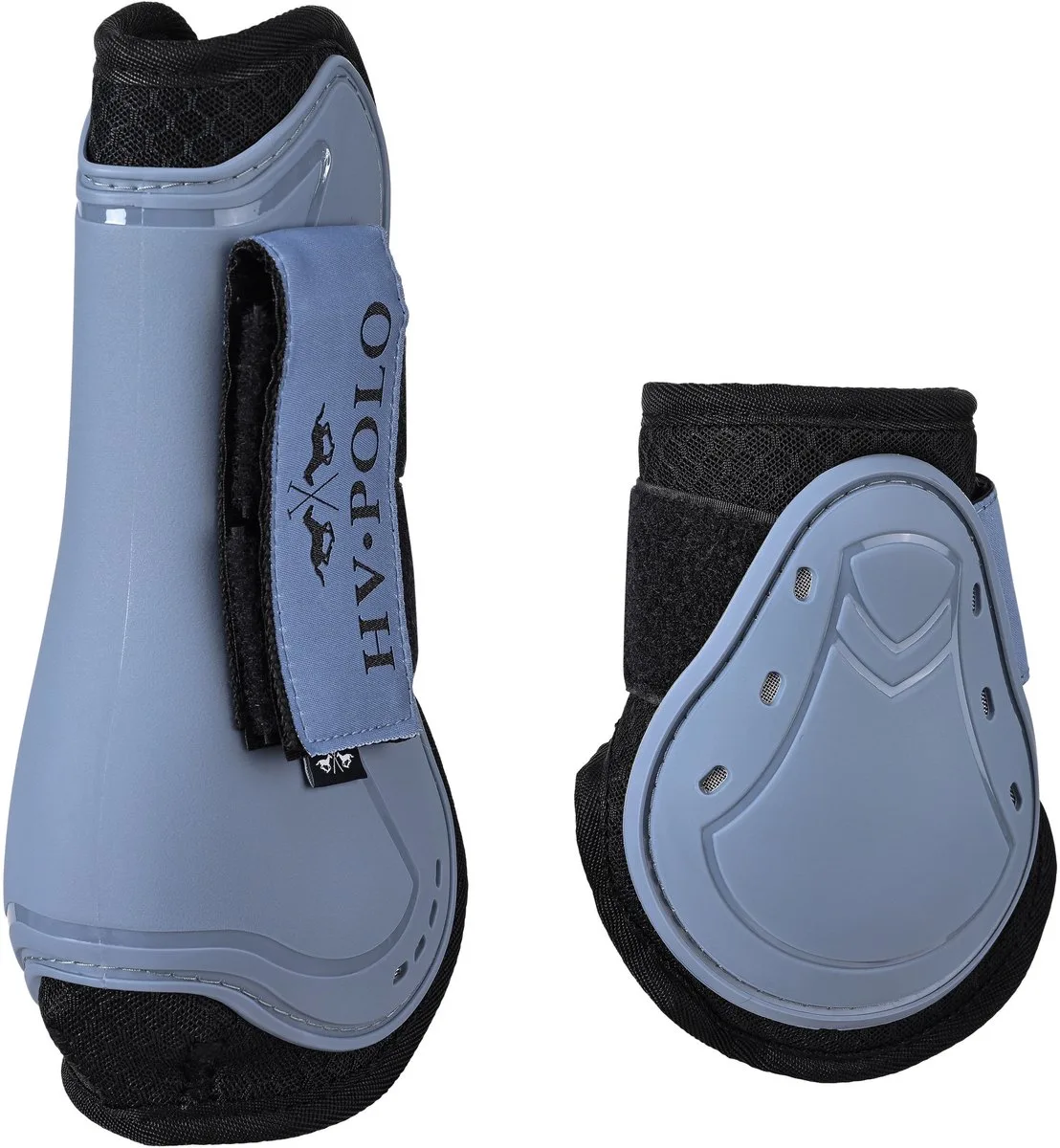 Open schimmelbeschermers voor paarden met beenbeschermers HV Polo Classic de HV Polo en Dark mist blue – photo produit