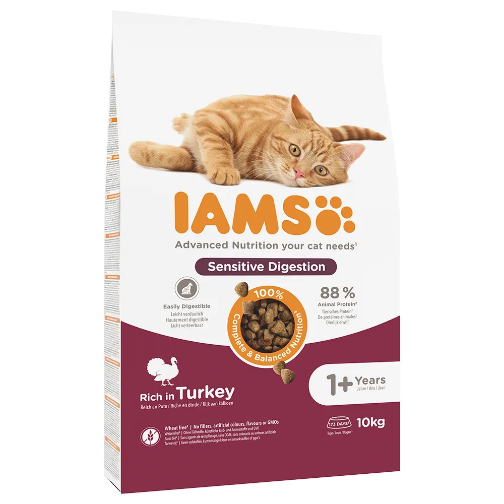 10kg Sensitive Digestion Adult & Senior Kalkoen IAMS for Vitality Kattenvoer by IAMS – product photo