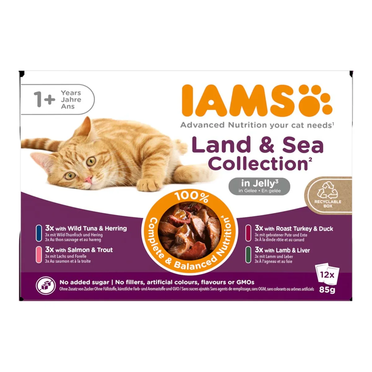 12x85g Land & Sea Mix in Gelei IAMS Delights Kattenvoer van IAMS – productfoto