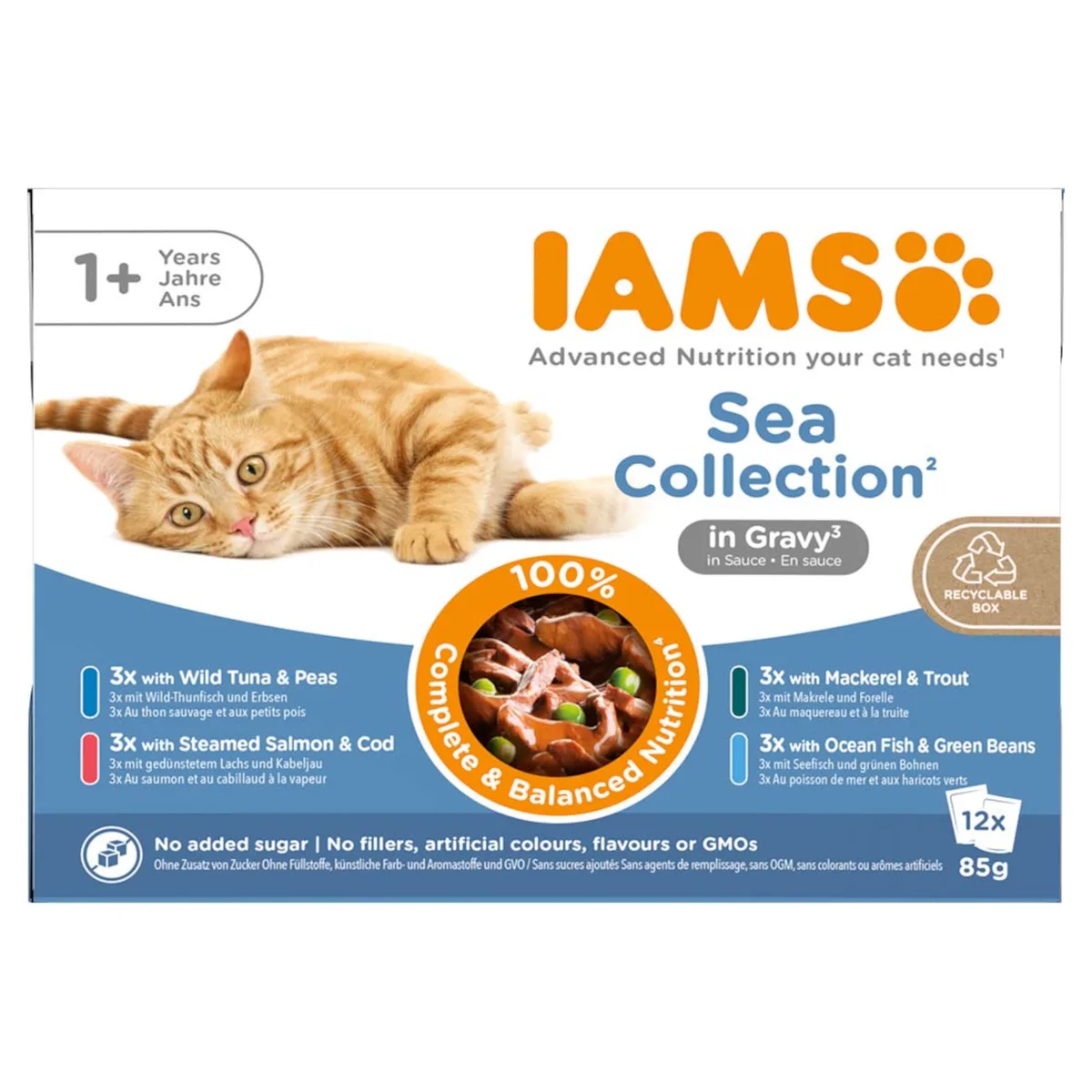 12x85g Sea Mix in Saus IAMS Delights Kattenvoer van IAMS – productfoto