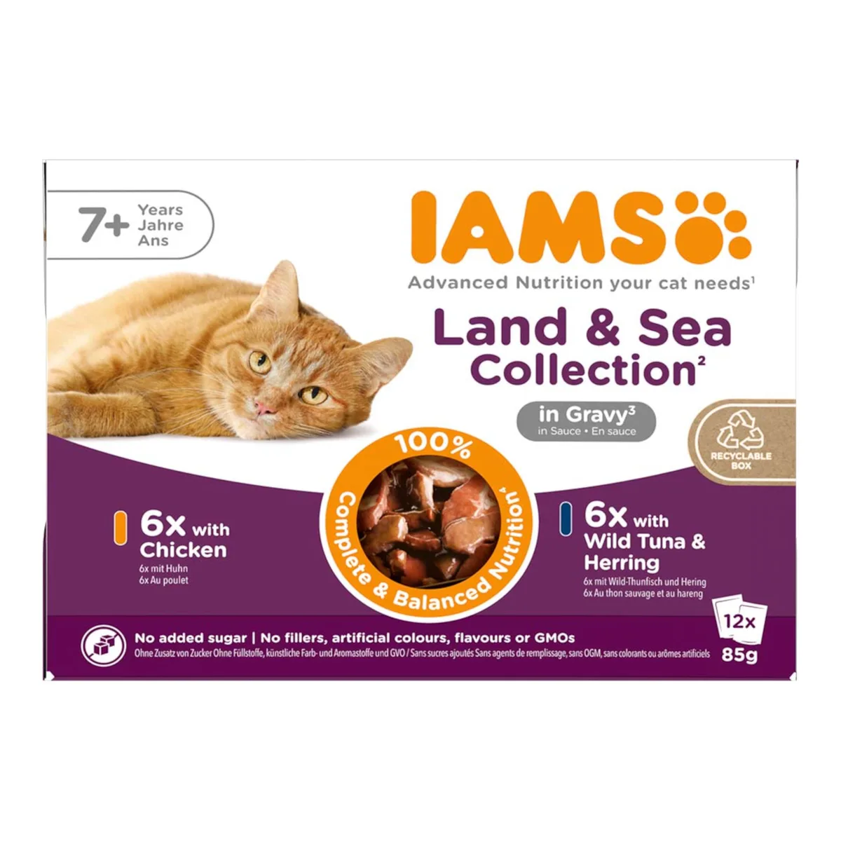 12x85g Senior Land & Sea Collection in Saus IAMS Delights Kattenvoer by IAMS – product photo