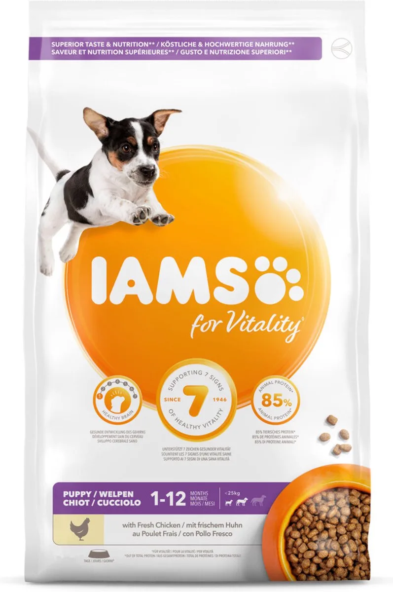 3x Iams Dog Puppy - Junior Small - Medium Kip 3 kg von IAMS – Produktfoto
