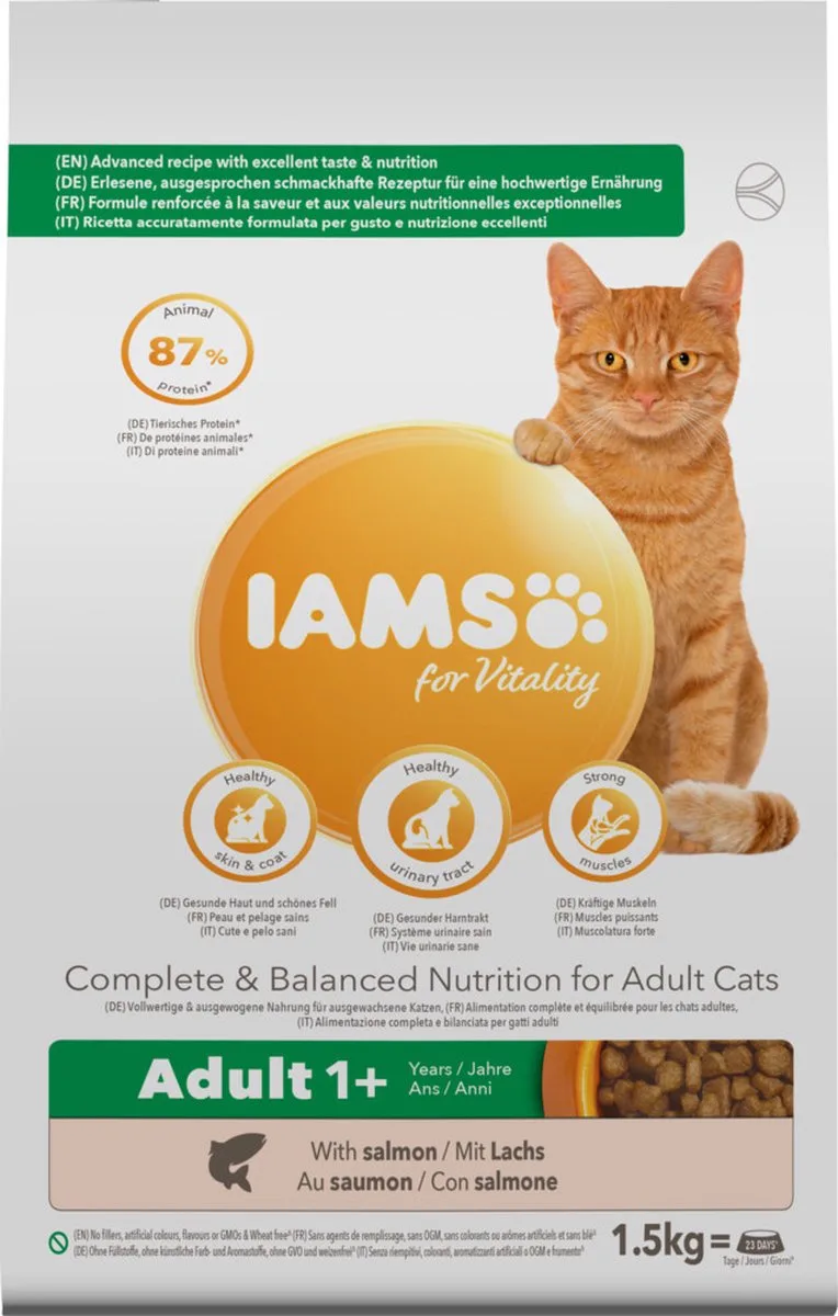 4x Iams Kat Adult Zalm 1,5 kg från IAMS – produktbild