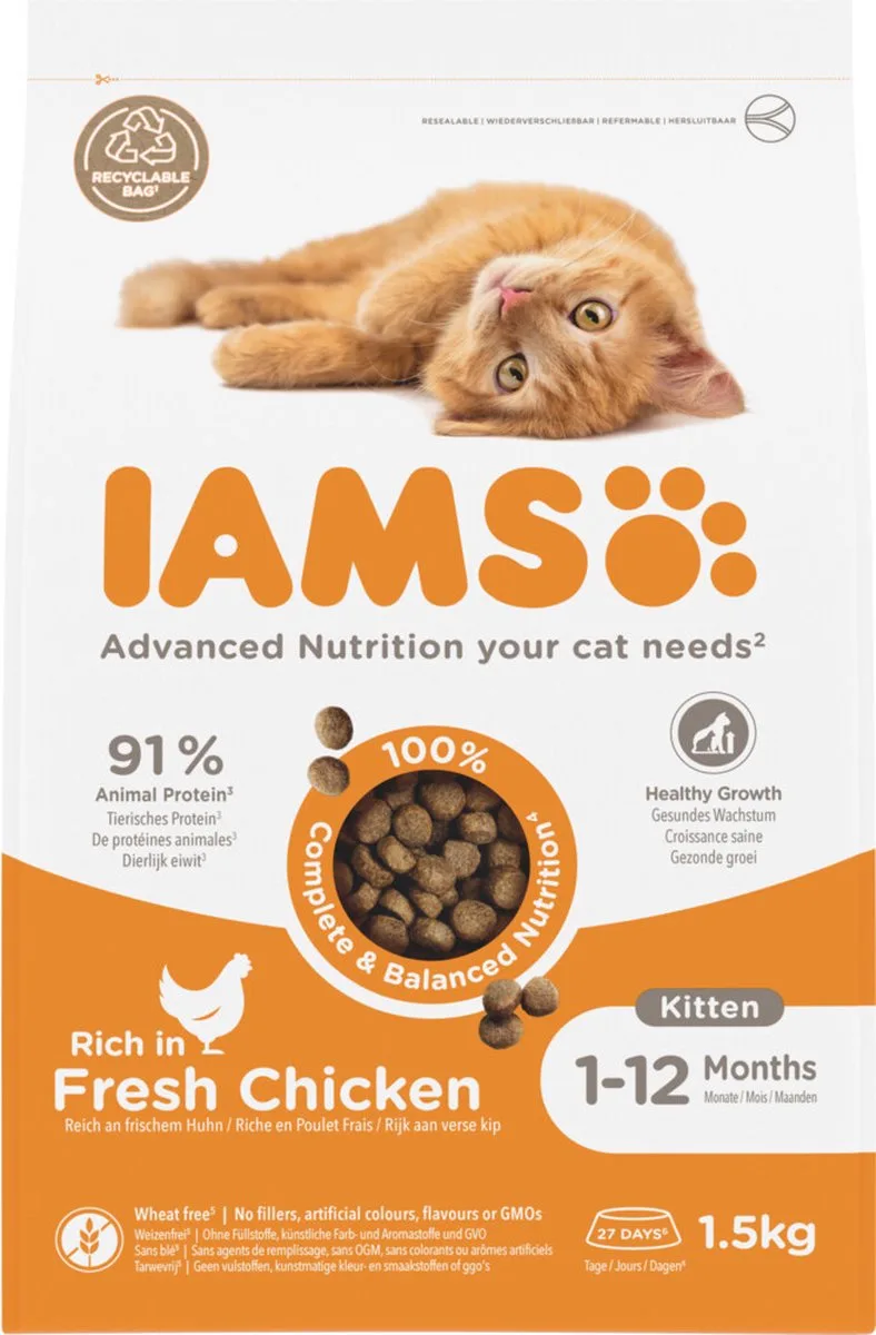 4x Iams Kat Kitten/Junior Kip 1,5 kg von IAMS – Produktfoto