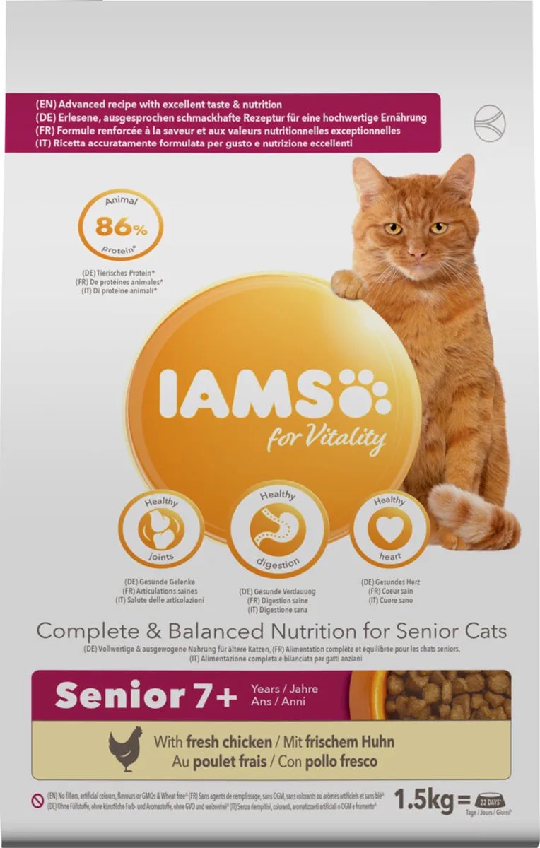 4x Iams Kat Senior Kip 1,5 kg från IAMS – produktbild