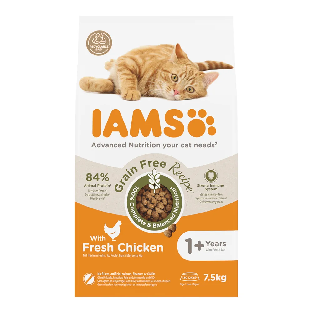 7,5kg IAMS IAMS Advanced Nutrition Graanvrij met kip droogvoer voor katten van IAMS – productfoto