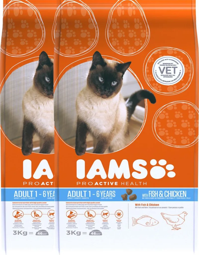 Cat Adult - Fish & Chicken - Kattenvoer - 2 x 3 kg - Voordeelverpakking by IAMS – product photo