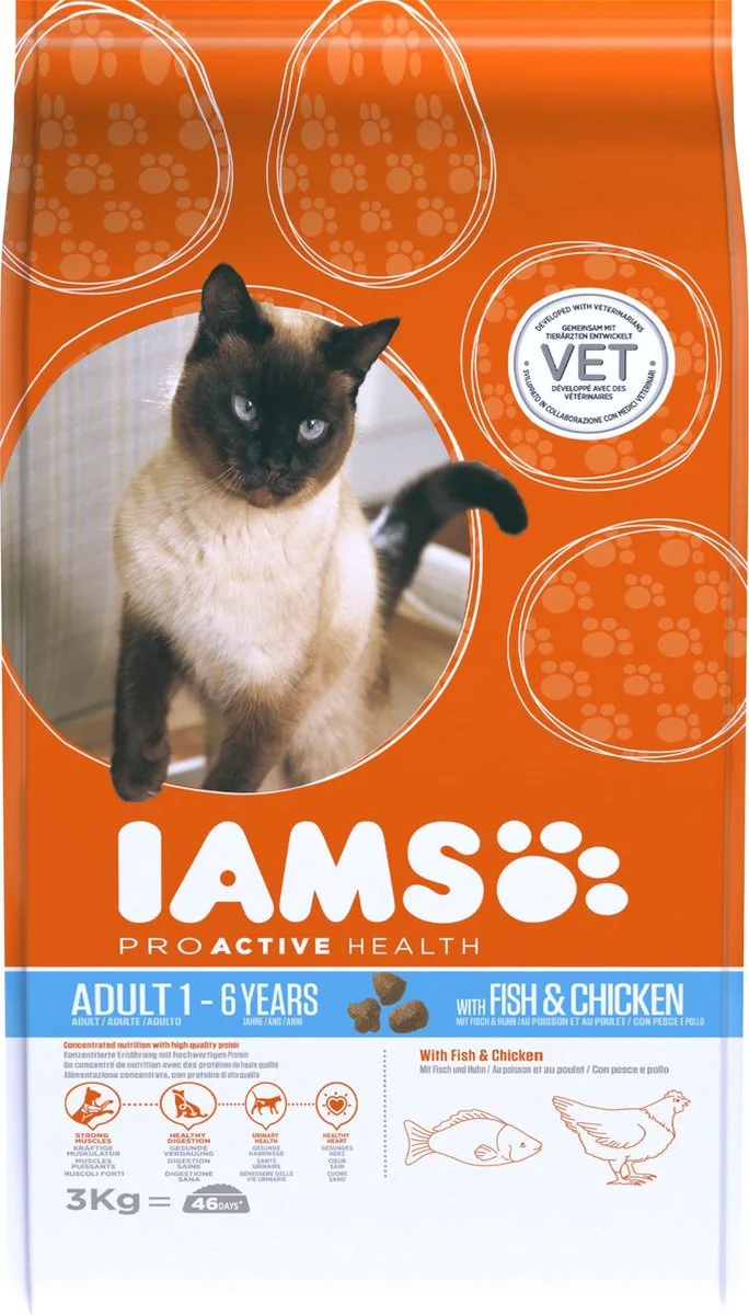 Cat Adult - Fish & Chicken - Kattenvoer - 3 kg de IAMS – photo produit