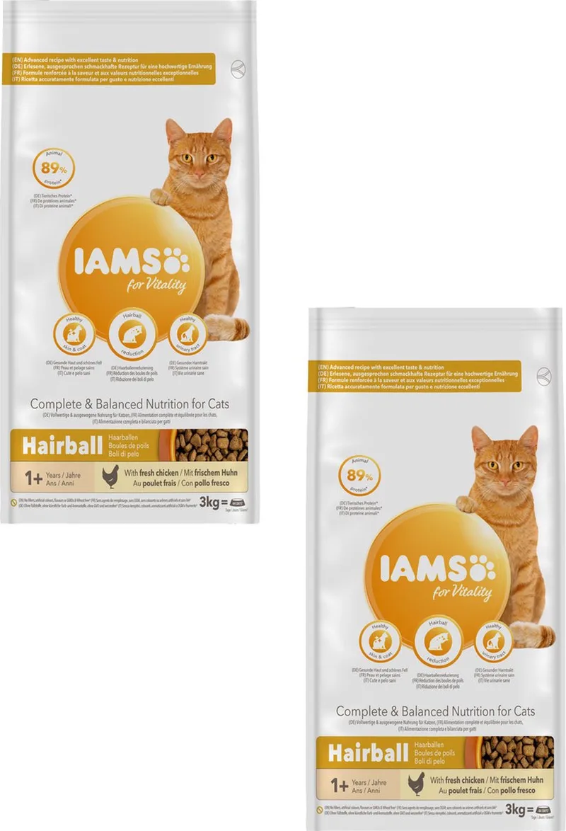 Cat Adult Hairball Kip - Kattenvoer - 2 x 3 kg by IAMS – product photo