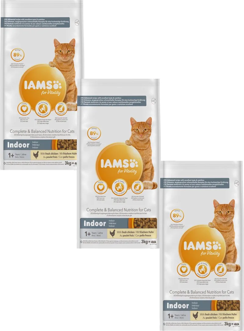 Cat Adult Indoor - Kattenvoer - 3 x Kip 3 kg by IAMS – product photo