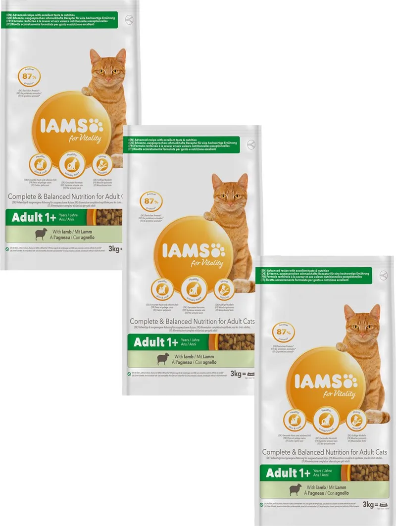 Cat Adult - Kattenvoer - 3 x Lam 3 kg de IAMS – photo produit