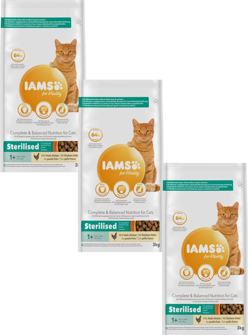 Cat Adult Sterilised Kip - Kattenvoer - 3 x 3 kg von IAMS – Produktfoto