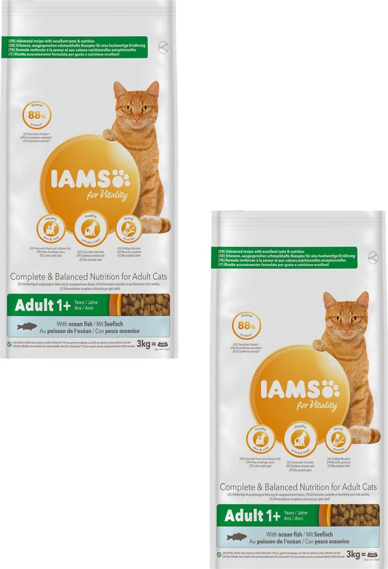 Cat Adult Zeevis - Kattenvoer - 2 x 3 kg de IAMS – photo produit