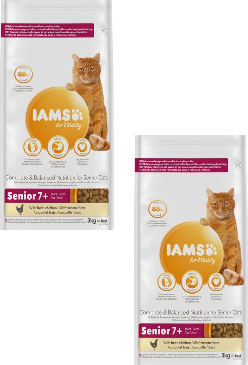 Cat Senior 3 kg - Kattenvoer - 2 x Kip de IAMS – photo produit