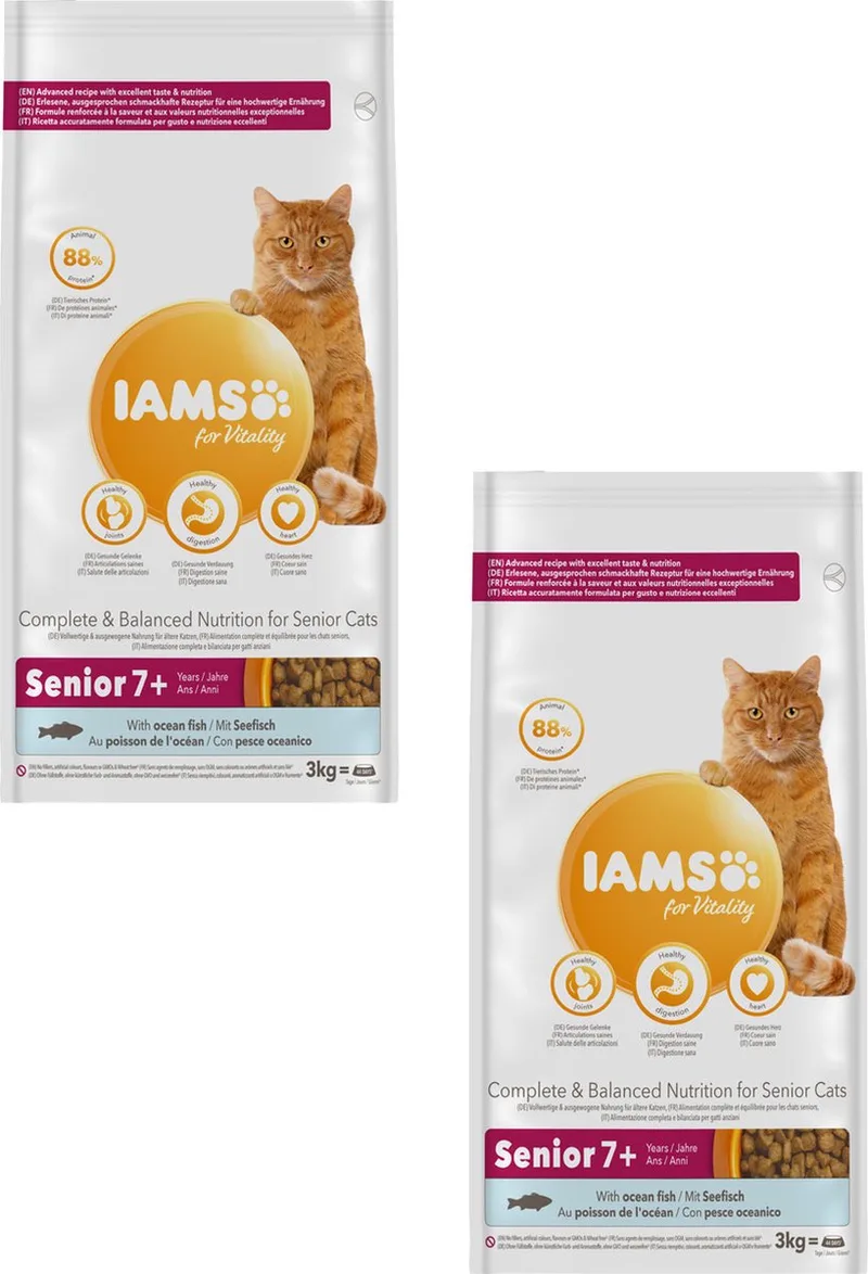 Cat Senior 3 kg - Kattenvoer - 2 x Zeevis de IAMS – photo produit