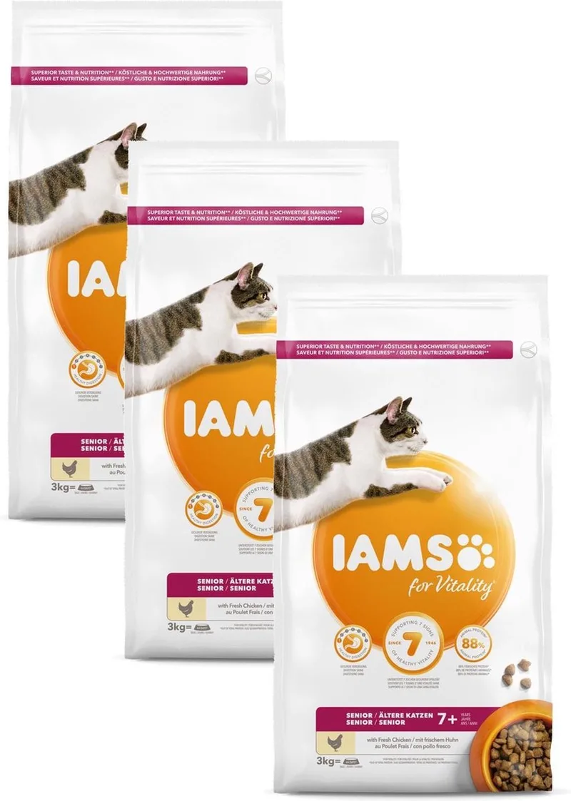 Cat Senior 3 kg - Kattenvoer - 3 x Kip de IAMS – photo produit