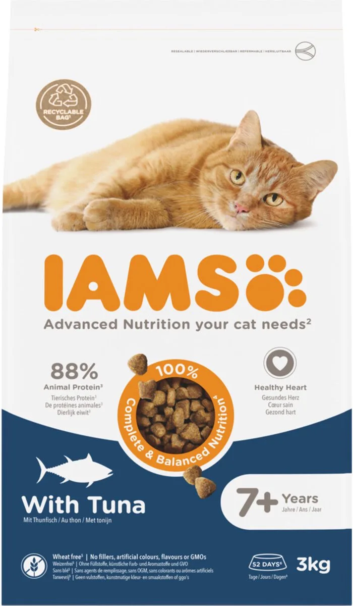 Cat Senior 7+ Kattenvoer Tuna - 3 x 3 kg - Voordeelverpakking by IAMS – product photo
