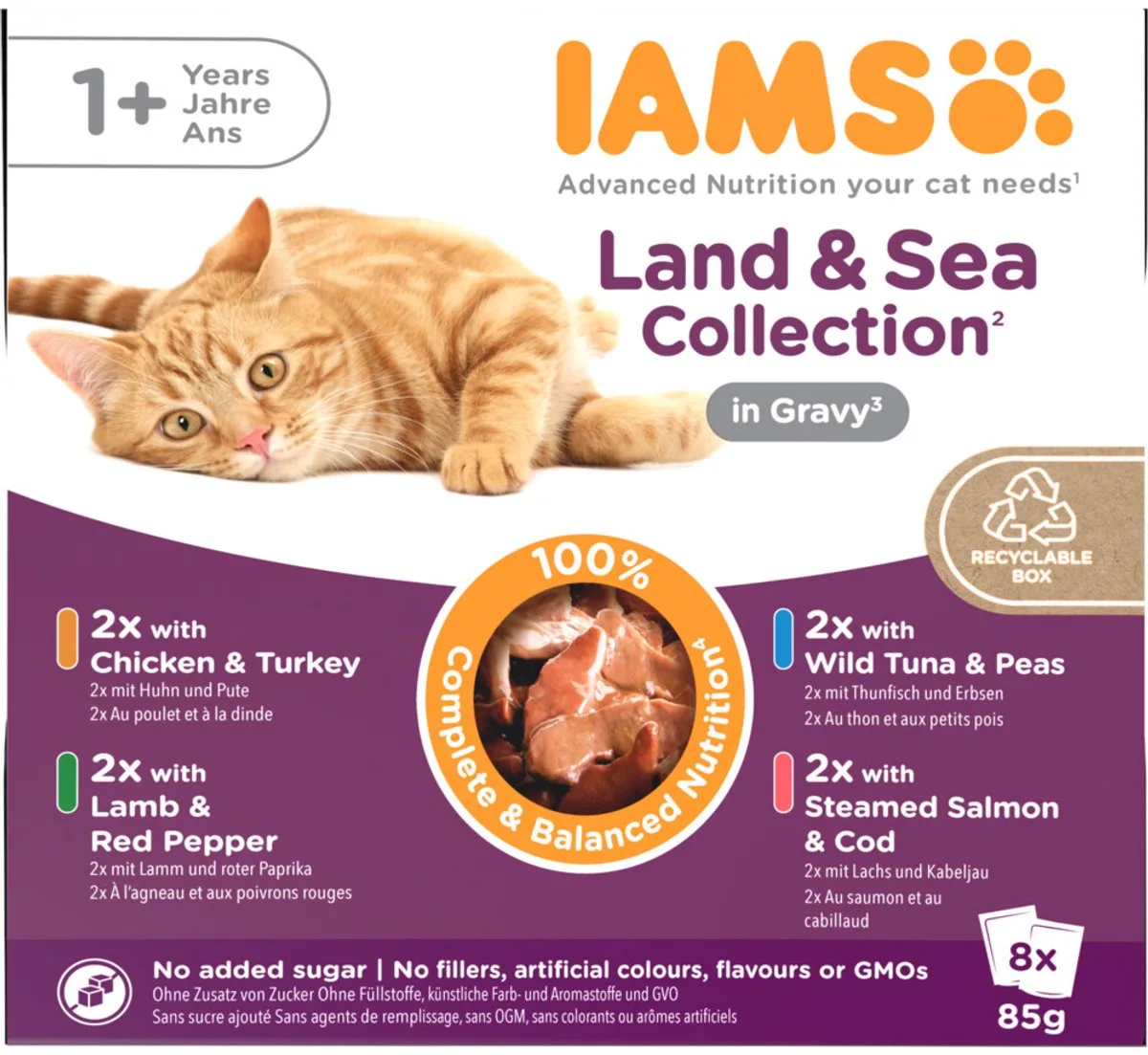 Delights Adult Land & Sea Gravy Multipack - 8 x 85 gr van IAMS – productfoto