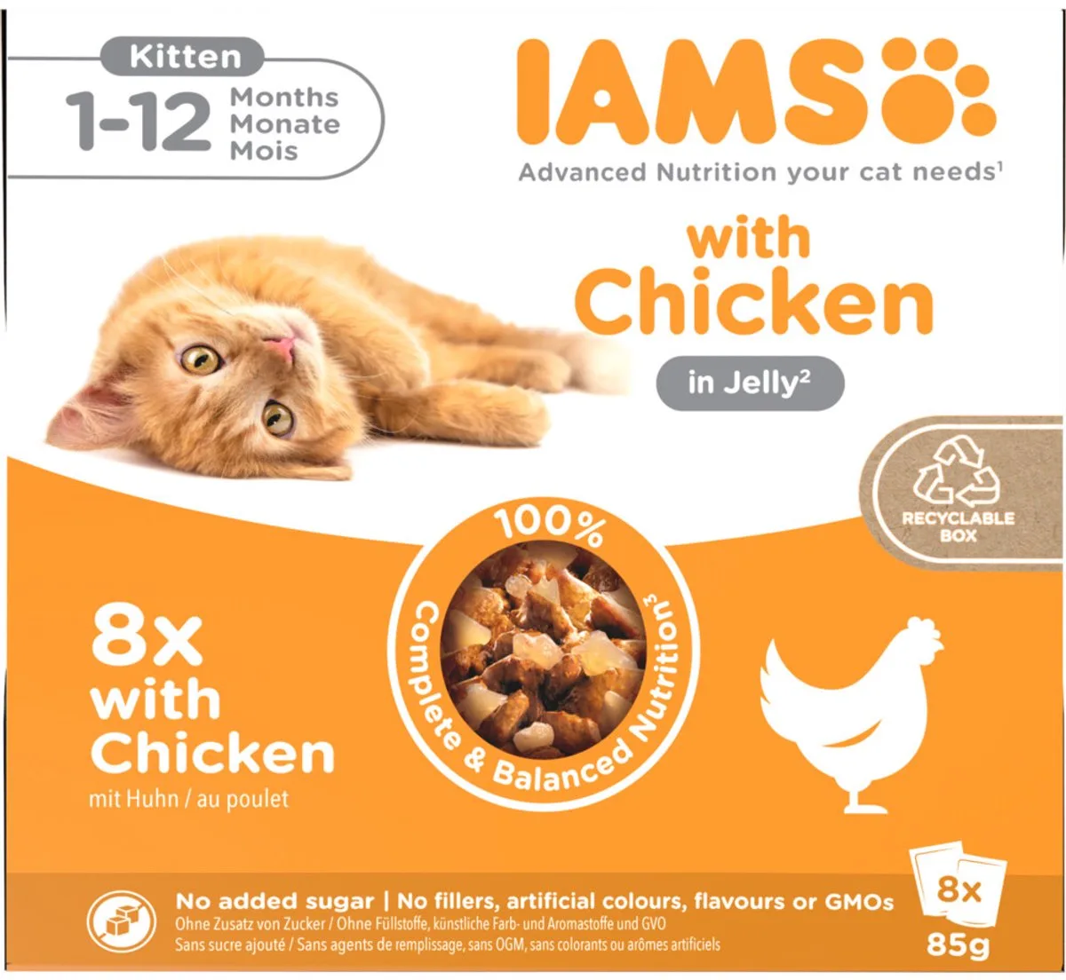 Delights Kitten Jelly Multipack Kip - 8 x 85 gr van IAMS – productfoto
