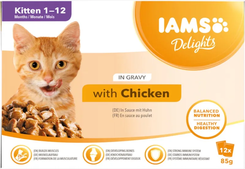 Delights Kitten met Kip in Saus - Kat - Natvoer - 12 x 85 gr fra IAMS – produktbillede